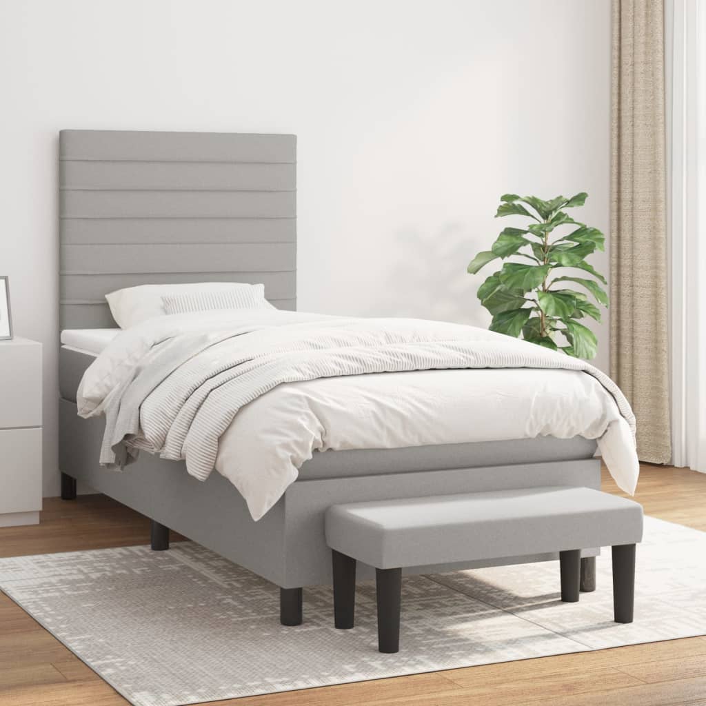 vidaXL Boxspring met matras stof crèmekleurig 140x200 cm