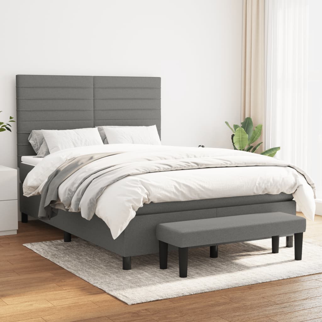vidaXL Boxspring met matras stof crèmekleurig 140x200 cm