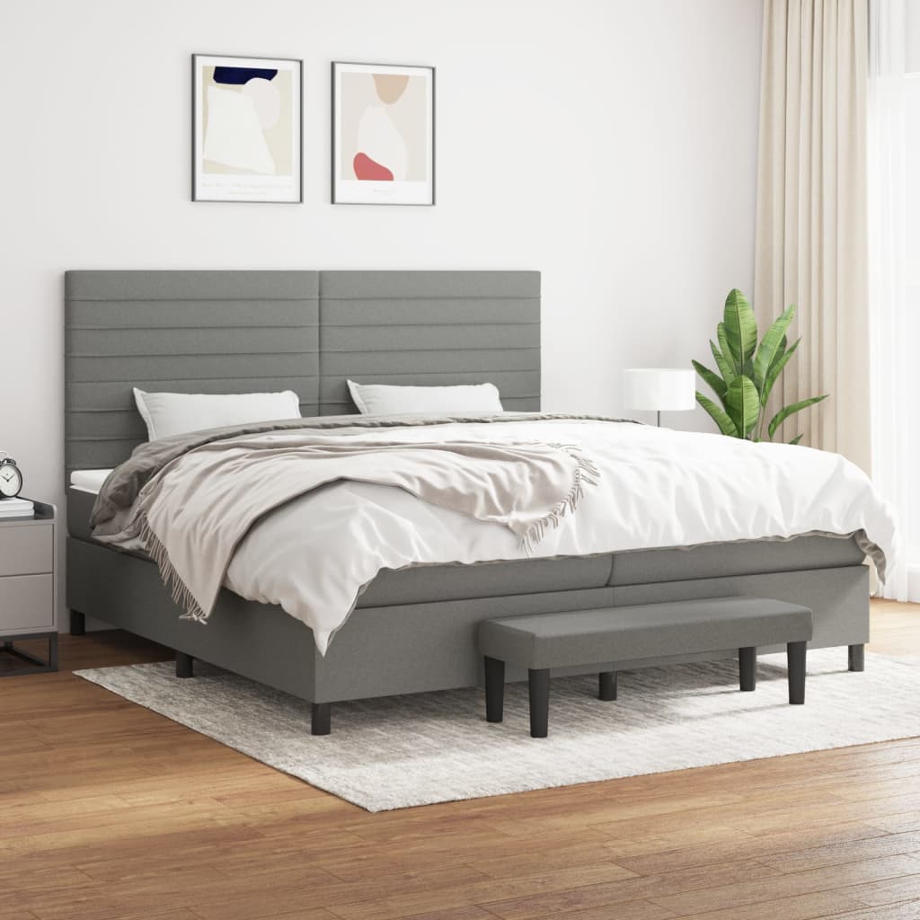 vidaXL Boxspring met matras stof crèmekleurig 140x200 cm