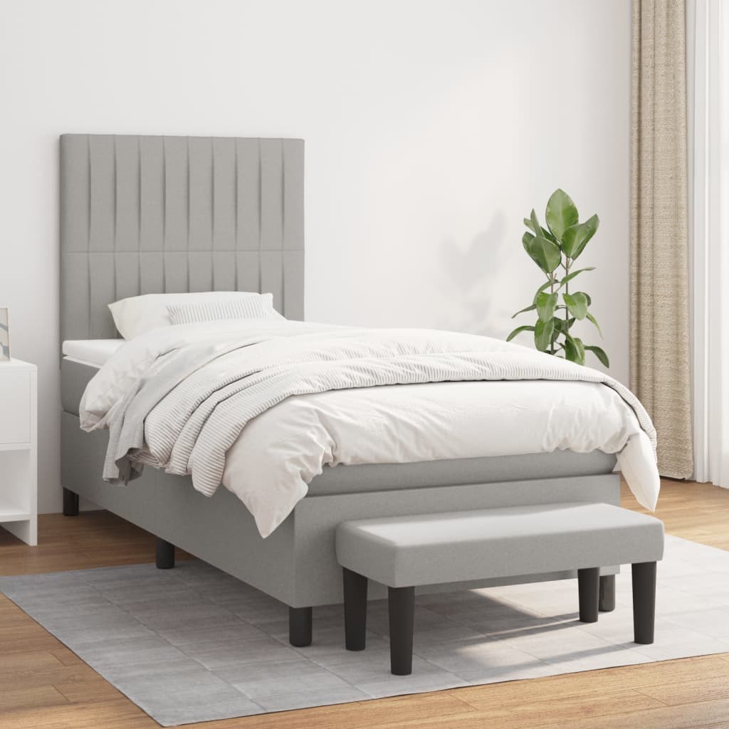 vidaXL Boxspring met matras stof crèmekleurig 140x200 cm
