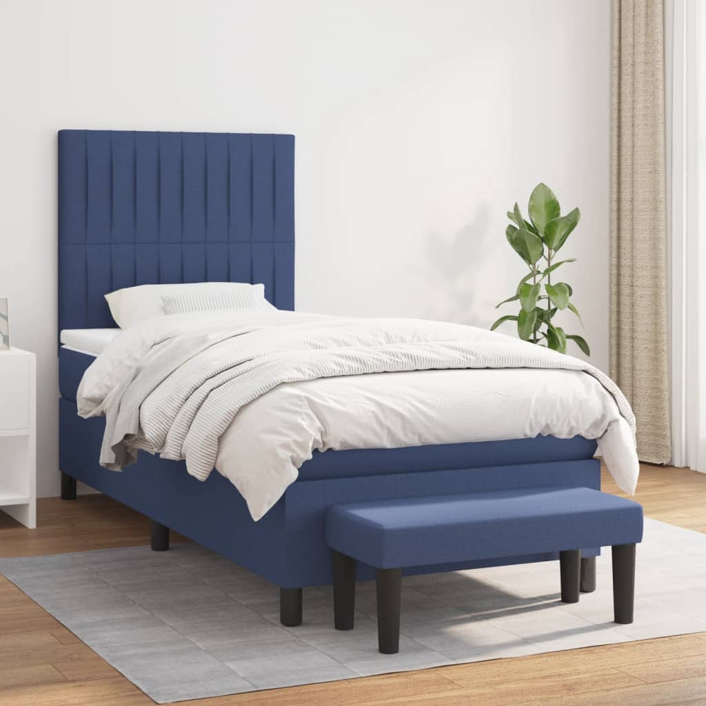 vidaXL Boxspring met matras stof crèmekleurig 140x200 cm