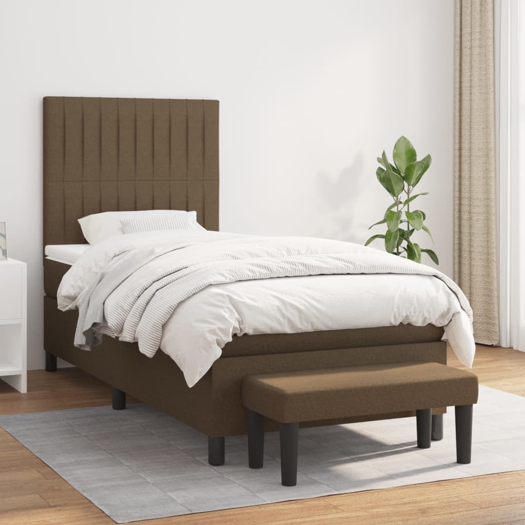 vidaXL Boxspring met matras stof crèmekleurig 140x200 cm