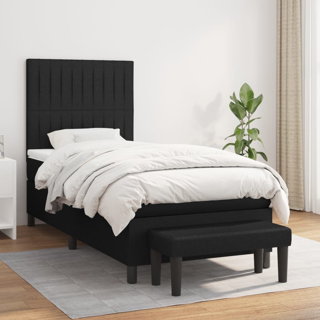 vidaXL Boxspring met matras stof crèmekleurig 140x200 cm