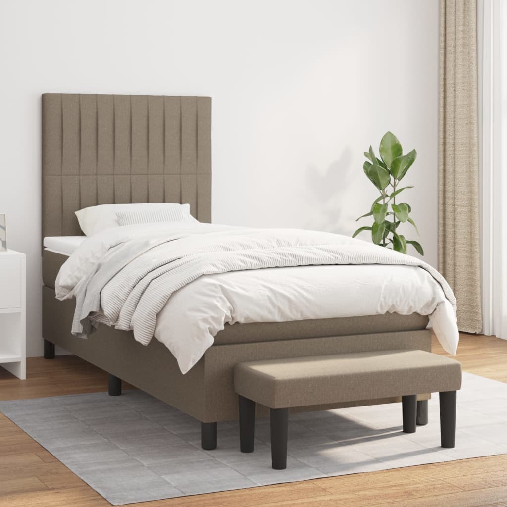 vidaXL Boxspring met matras stof crèmekleurig 140x200 cm