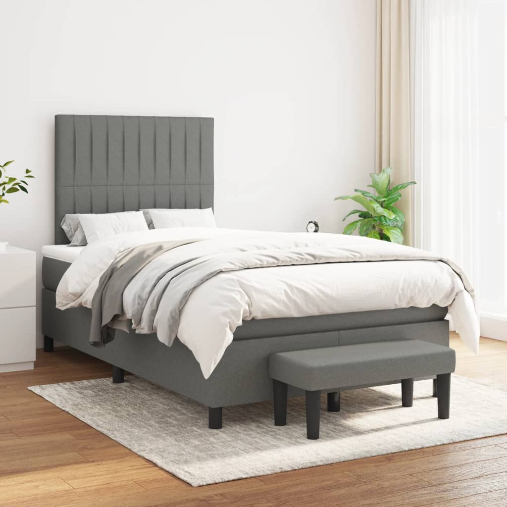 vidaXL Boxspring met matras stof crèmekleurig 140x200 cm