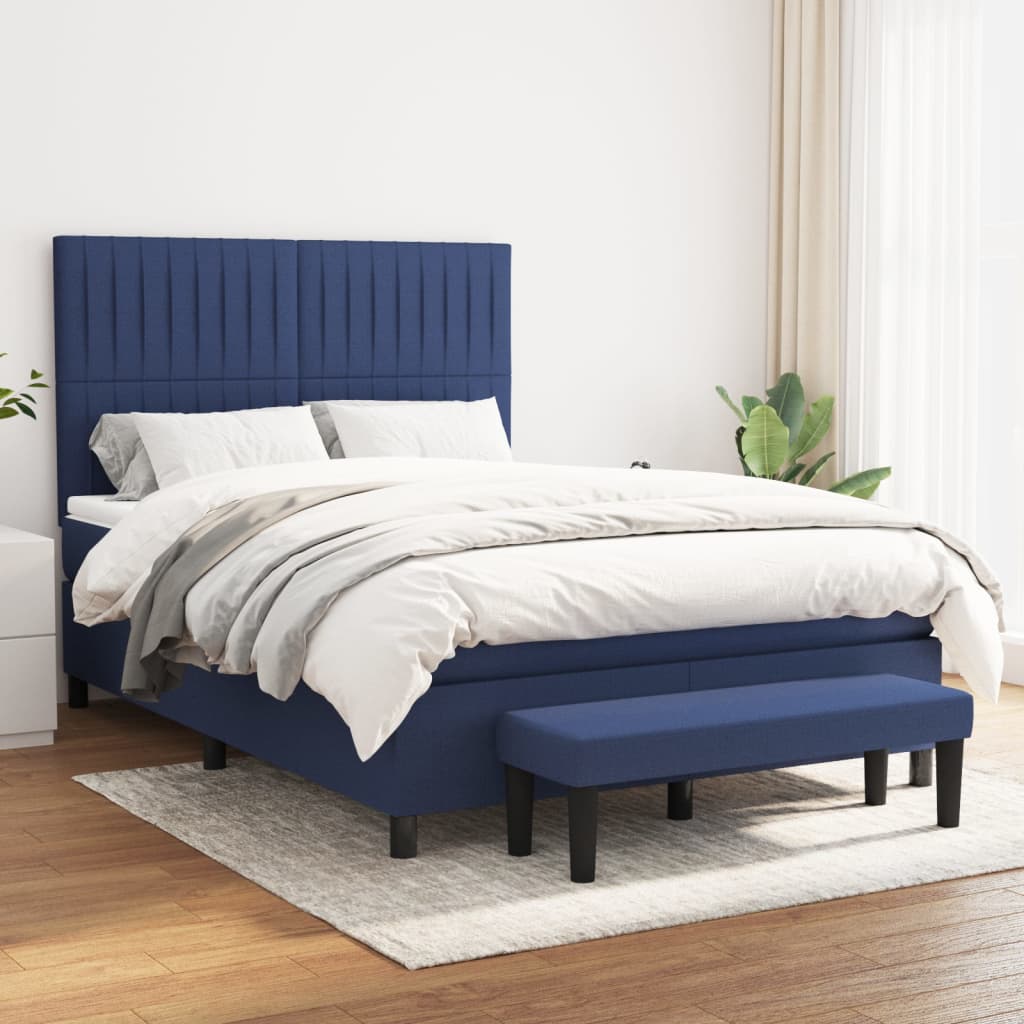 vidaXL Boxspring met matras stof crèmekleurig 140x200 cm