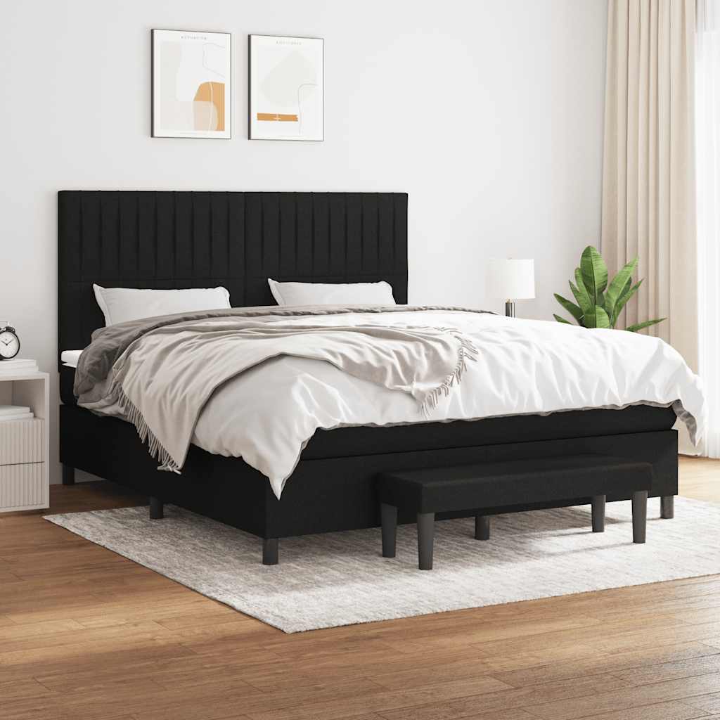 vidaXL Boxspring met matras stof crèmekleurig 140x200 cm