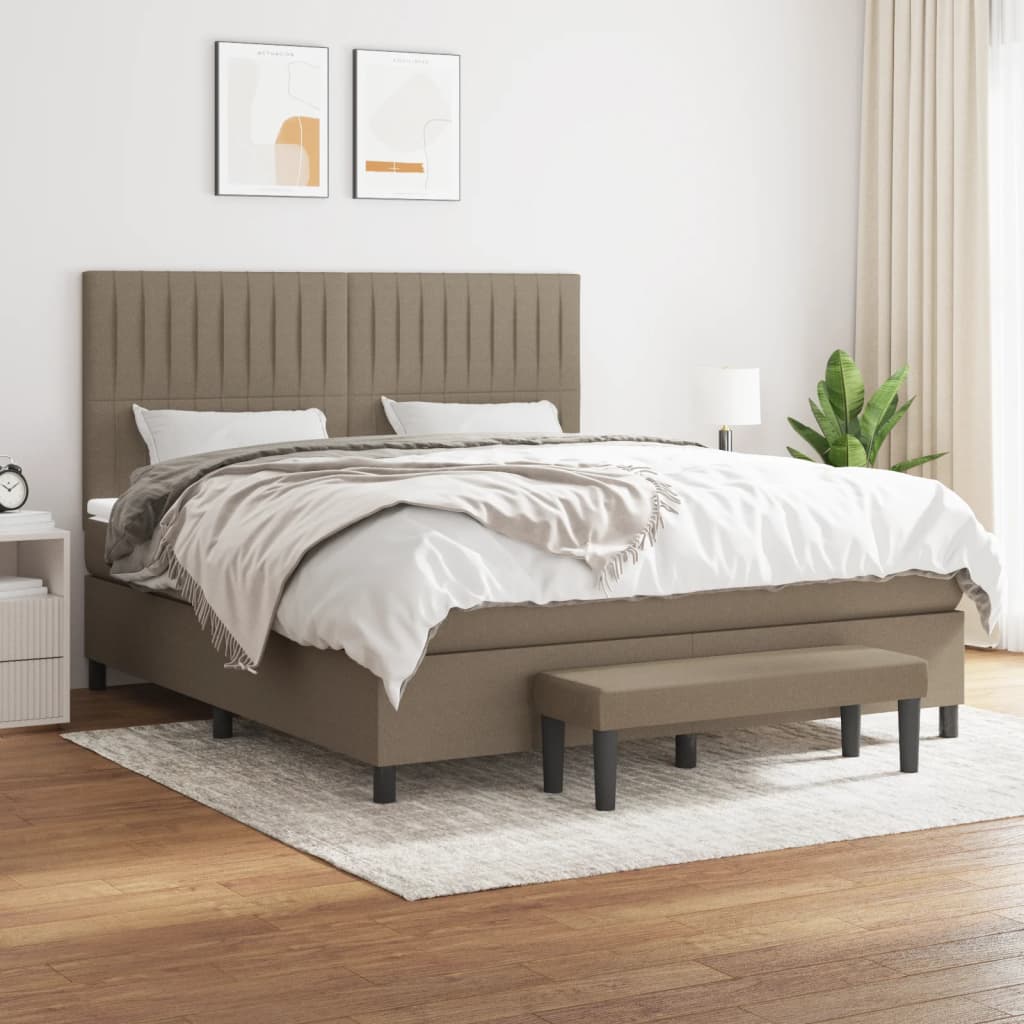 vidaXL Boxspring met matras stof crèmekleurig 140x200 cm
