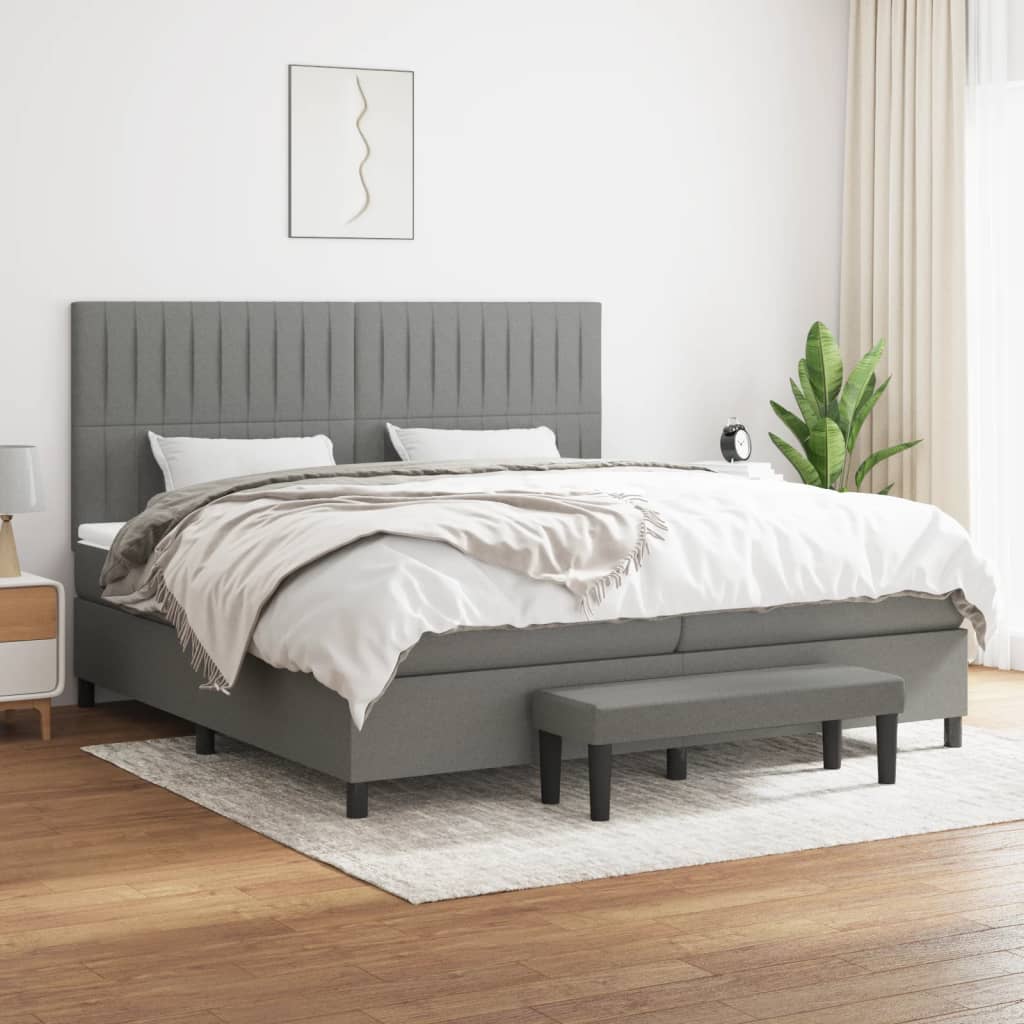 vidaXL Boxspring met matras stof crèmekleurig 140x200 cm