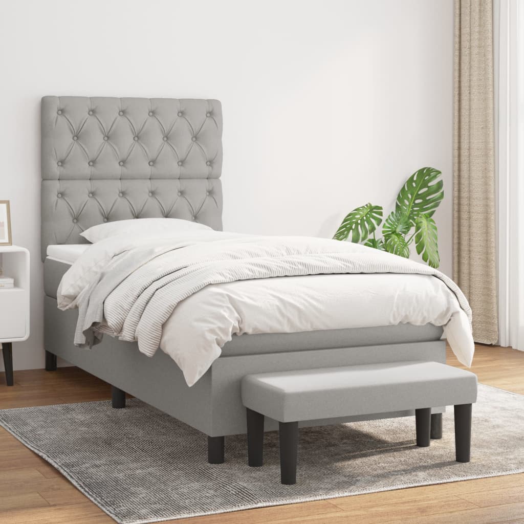 vidaXL Boxspring met matras stof crèmekleurig 140x200 cm