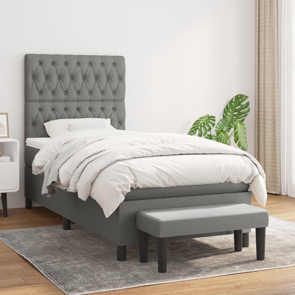 vidaXL Boxspring met matras stof crèmekleurig 140x200 cm