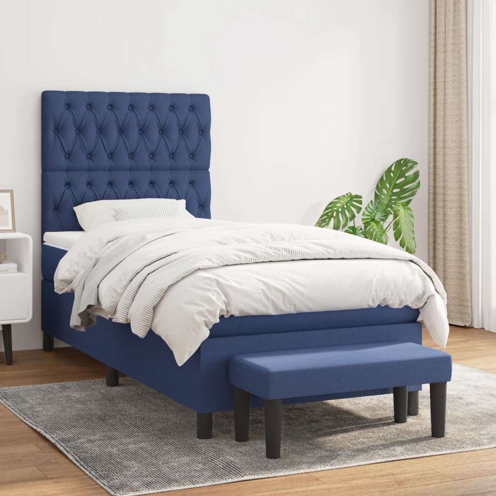 vidaXL Boxspring met matras stof crèmekleurig 140x200 cm