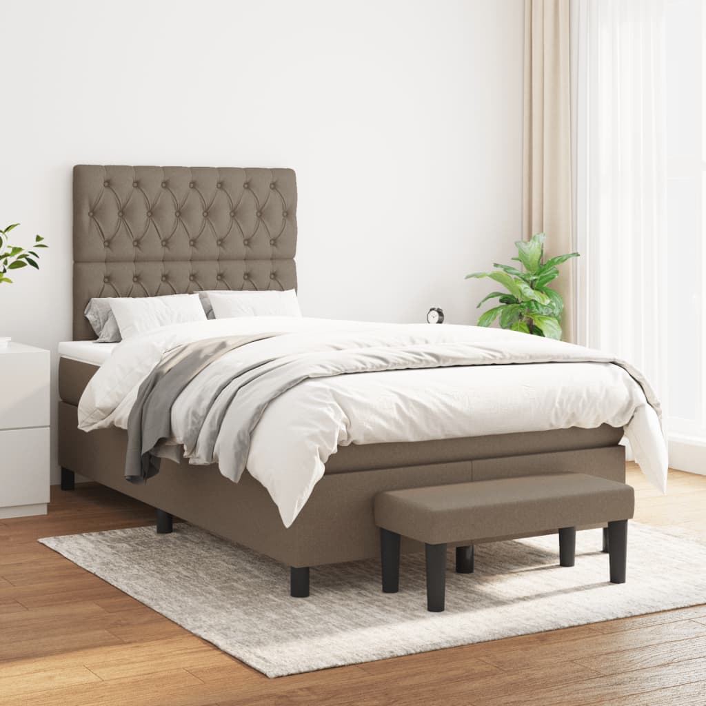 vidaXL Boxspring met matras stof crèmekleurig 140x200 cm