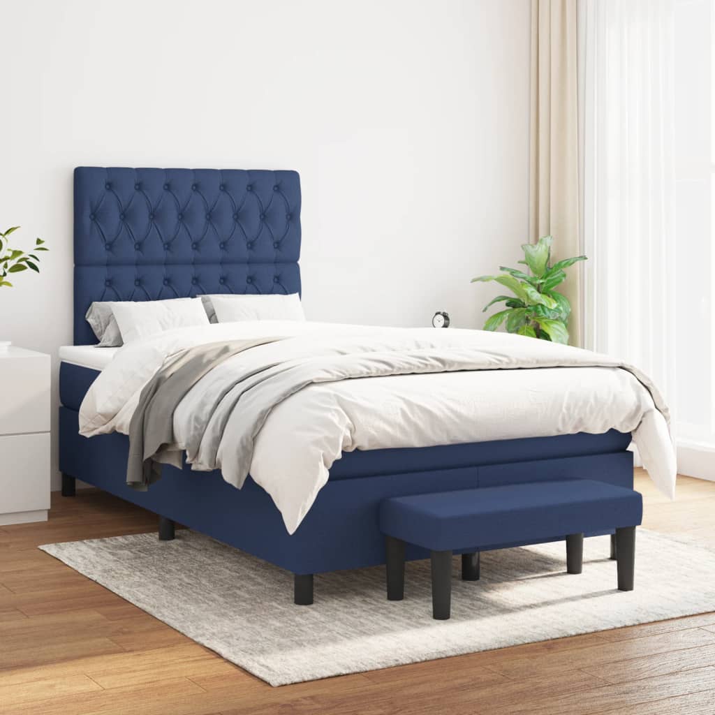 vidaXL Boxspring met matras stof crèmekleurig 140x200 cm