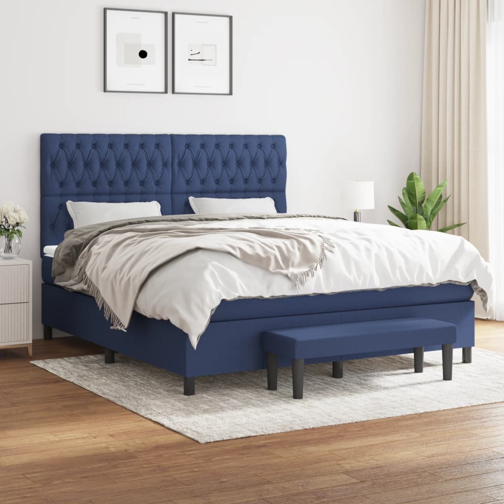 vidaXL Boxspring met matras stof crèmekleurig 140x200 cm
