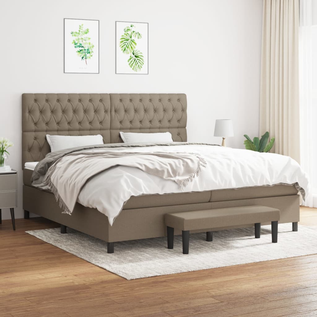 vidaXL Boxspring met matras stof crèmekleurig 140x200 cm