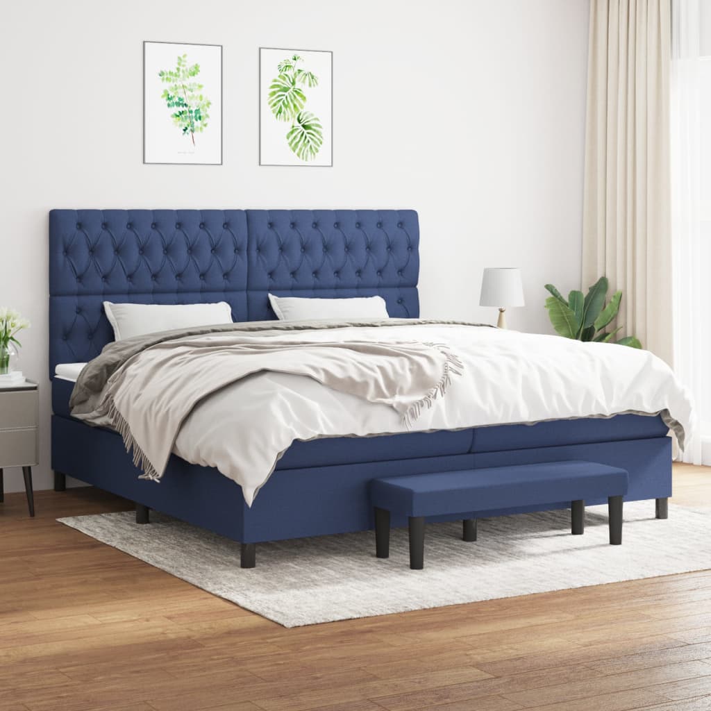 vidaXL Boxspring met matras stof crèmekleurig 140x200 cm