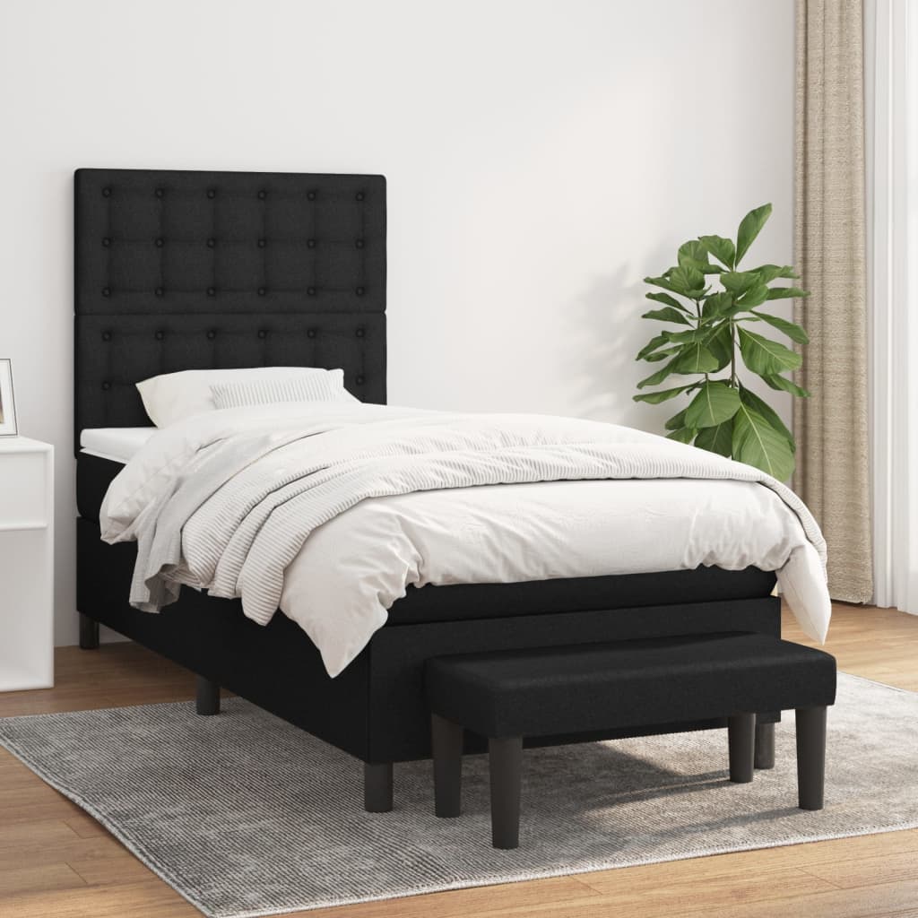 vidaXL Boxspring met matras stof crèmekleurig 140x200 cm