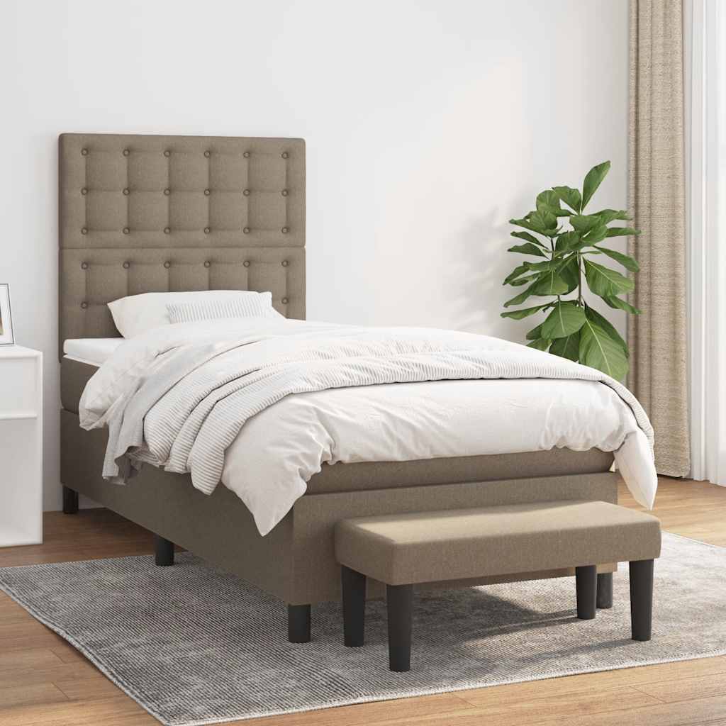 vidaXL Boxspring met matras stof crèmekleurig 140x200 cm