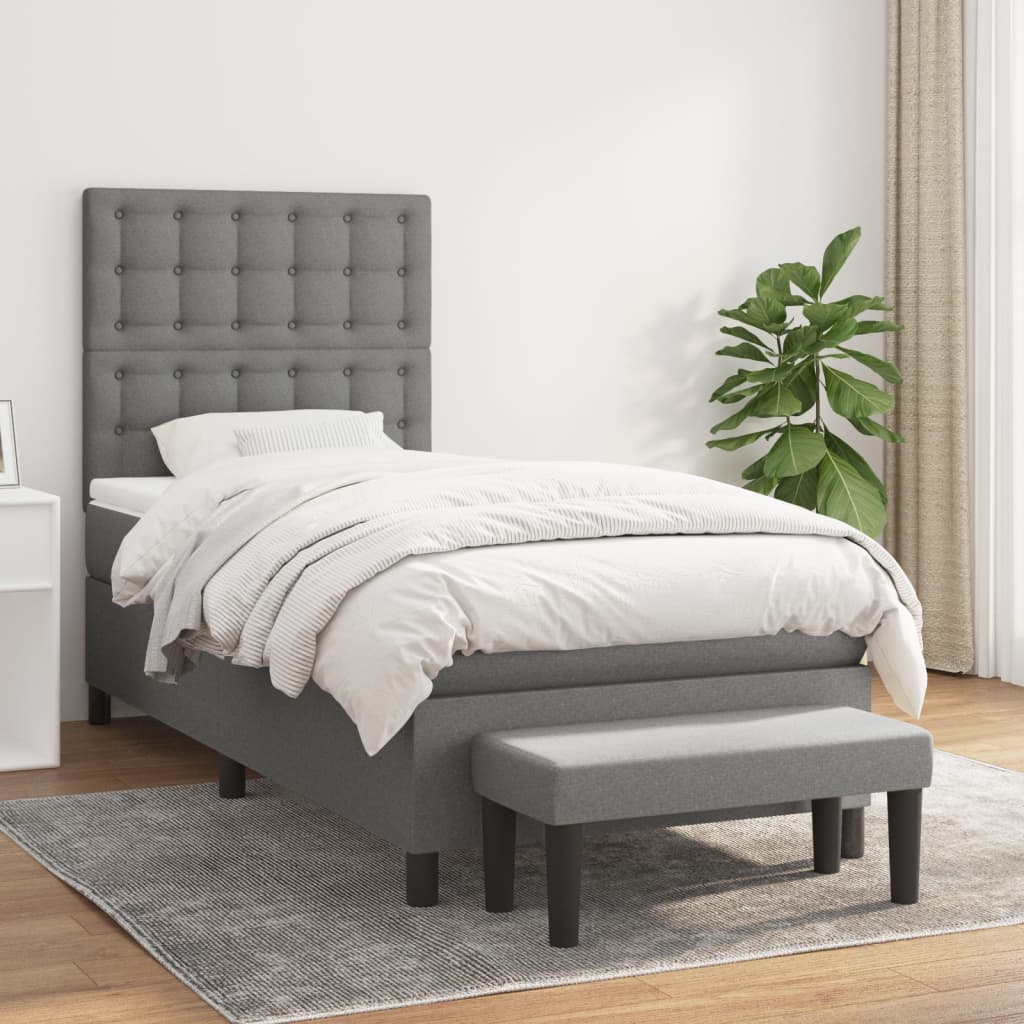 vidaXL Boxspring met matras stof crèmekleurig 140x200 cm