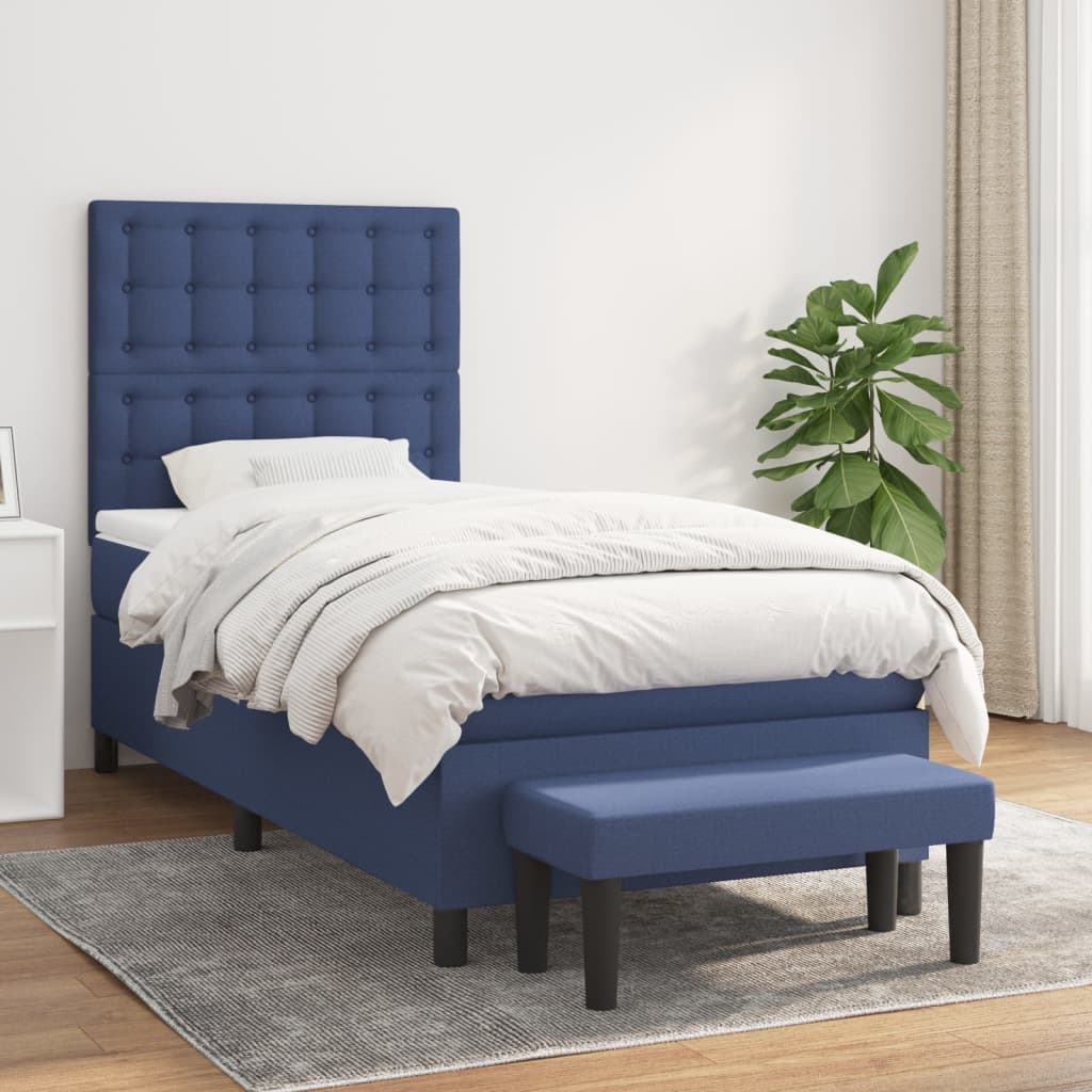 vidaXL Boxspring met matras stof crèmekleurig 140x200 cm