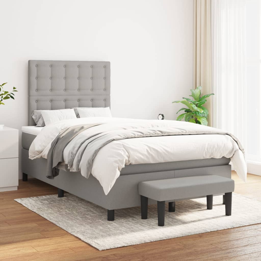 vidaXL Boxspring met matras stof crèmekleurig 140x200 cm