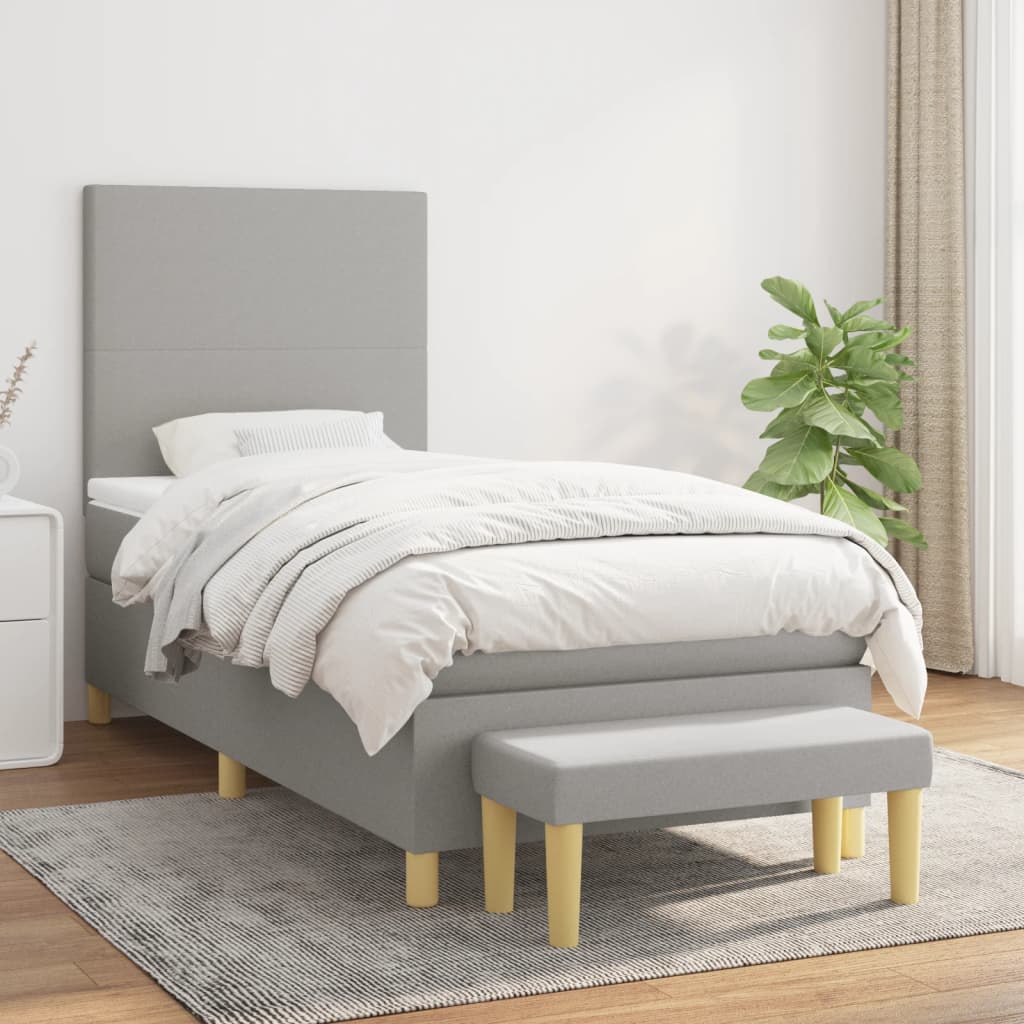 vidaXL Boxspring met matras stof donkerbruin 120x200 cm