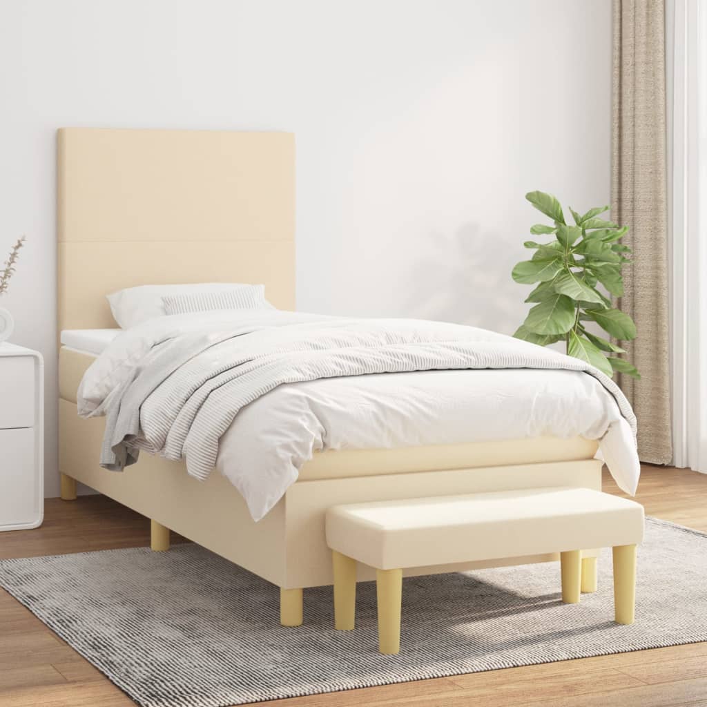 vidaXL Boxspring met matras stof donkerbruin 120x200 cm