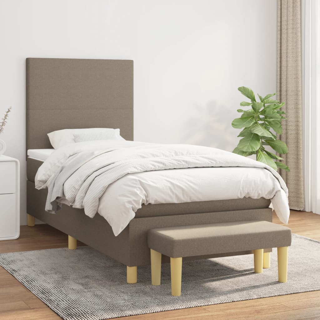 vidaXL Boxspring met matras stof donkerbruin 120x200 cm