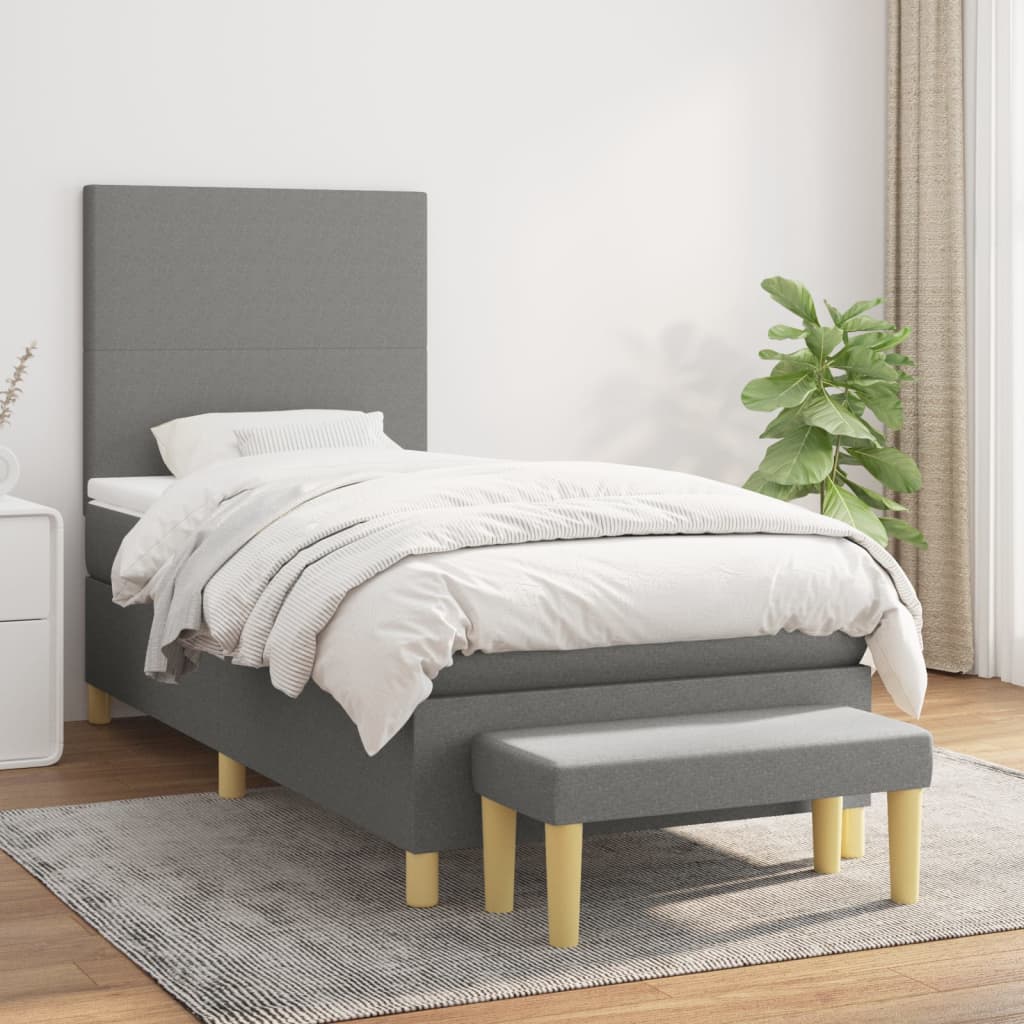 vidaXL Boxspring met matras stof donkerbruin 120x200 cm