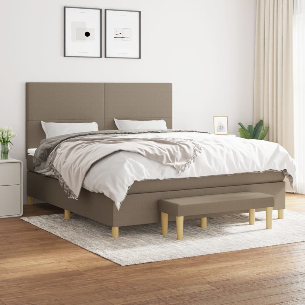vidaXL Boxspring met matras stof donkerbruin 120x200 cm