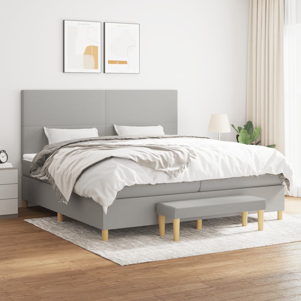 vidaXL Boxspring met matras stof donkerbruin 120x200 cm