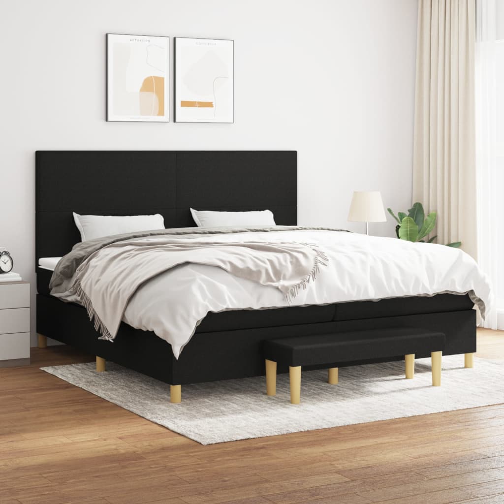 vidaXL Boxspring met matras stof donkerbruin 120x200 cm