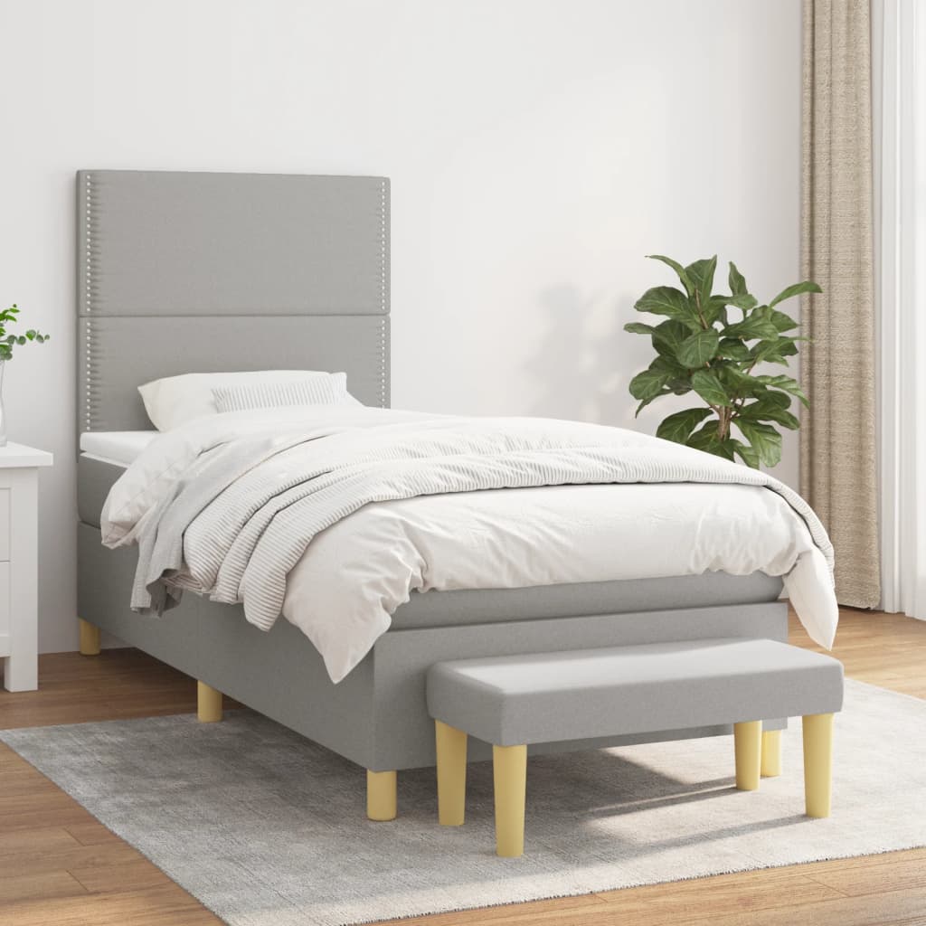 vidaXL Boxspring met matras stof donkerbruin 120x200 cm