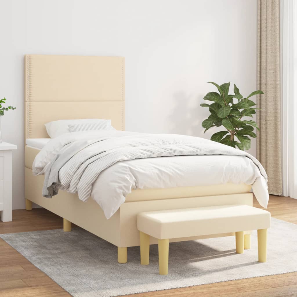 vidaXL Boxspring met matras stof donkerbruin 120x200 cm