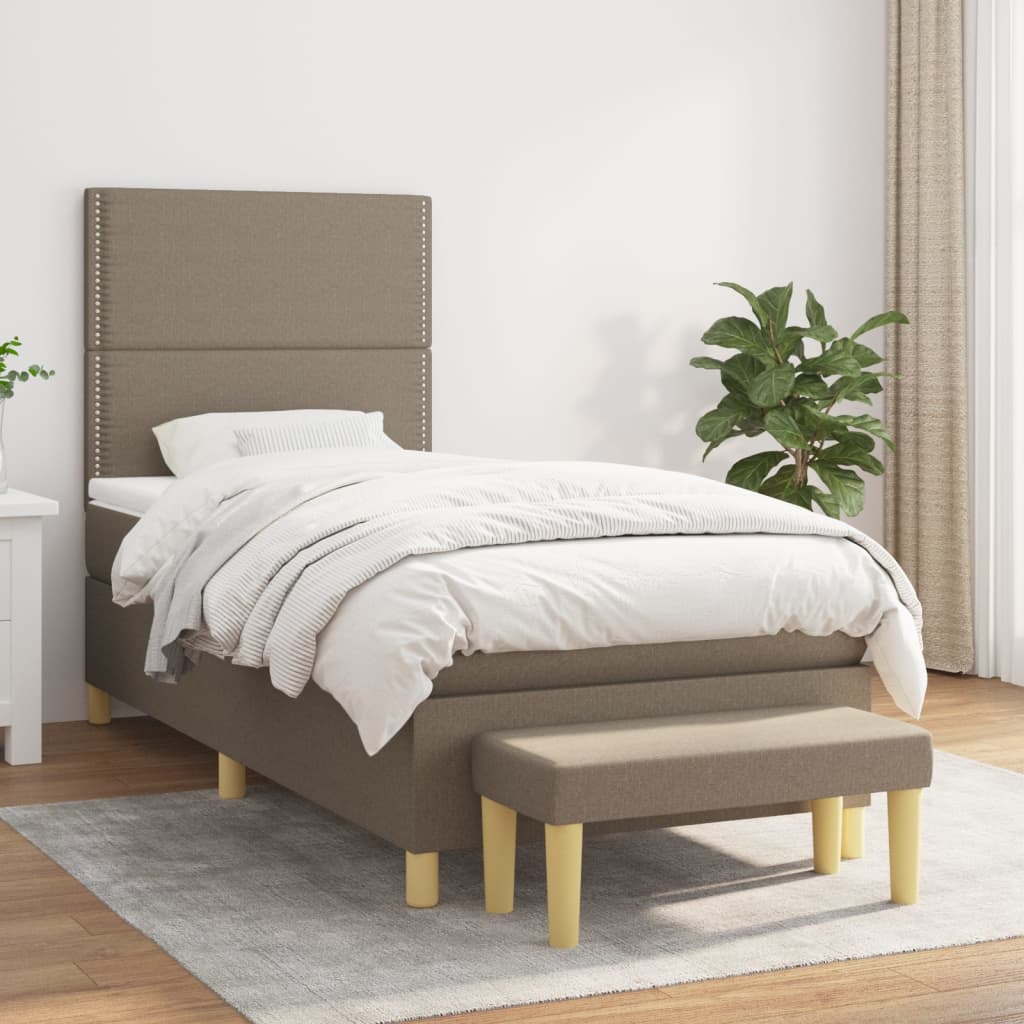 vidaXL Boxspring met matras stof donkerbruin 120x200 cm