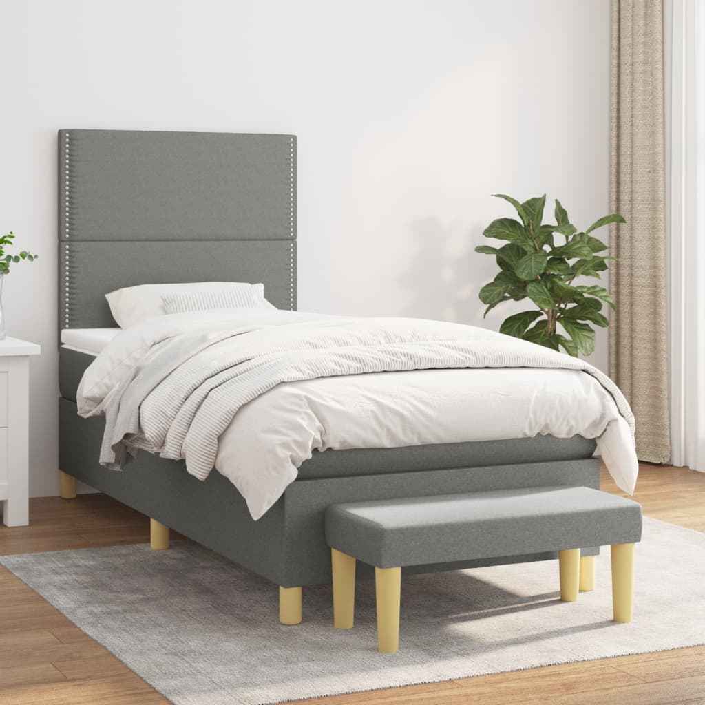 vidaXL Boxspring met matras stof donkerbruin 120x200 cm