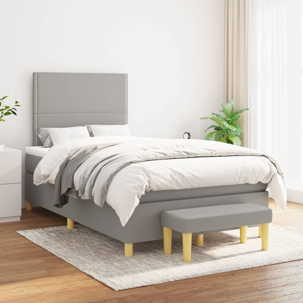 vidaXL Boxspring met matras stof donkerbruin 120x200 cm