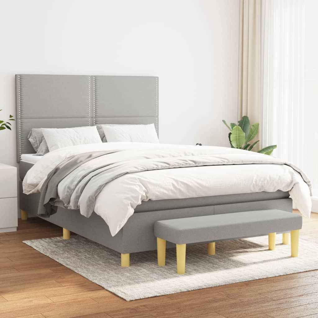 vidaXL Boxspring met matras stof donkerbruin 120x200 cm