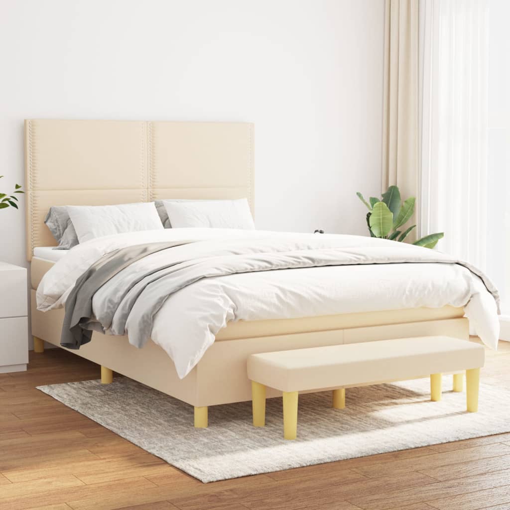 vidaXL Boxspring met matras stof donkerbruin 120x200 cm