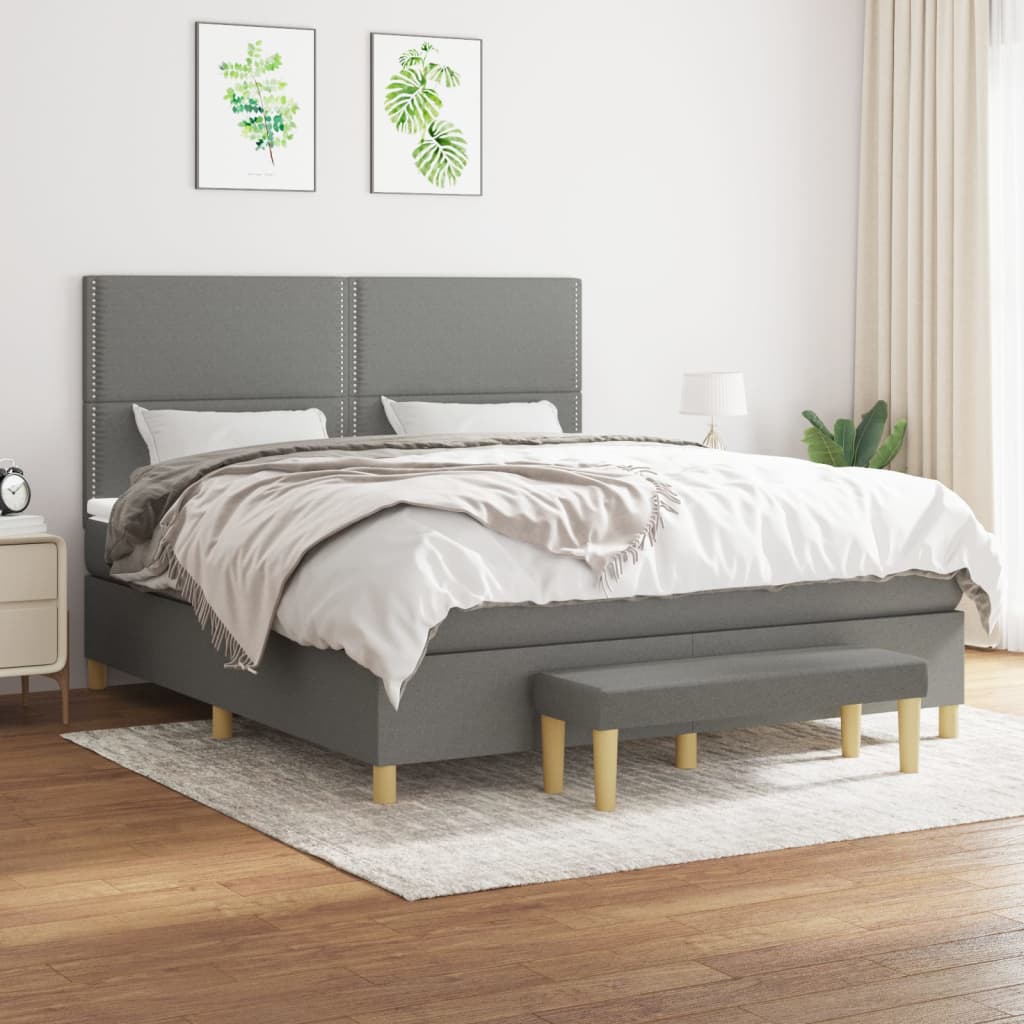 vidaXL Boxspring met matras stof donkerbruin 120x200 cm