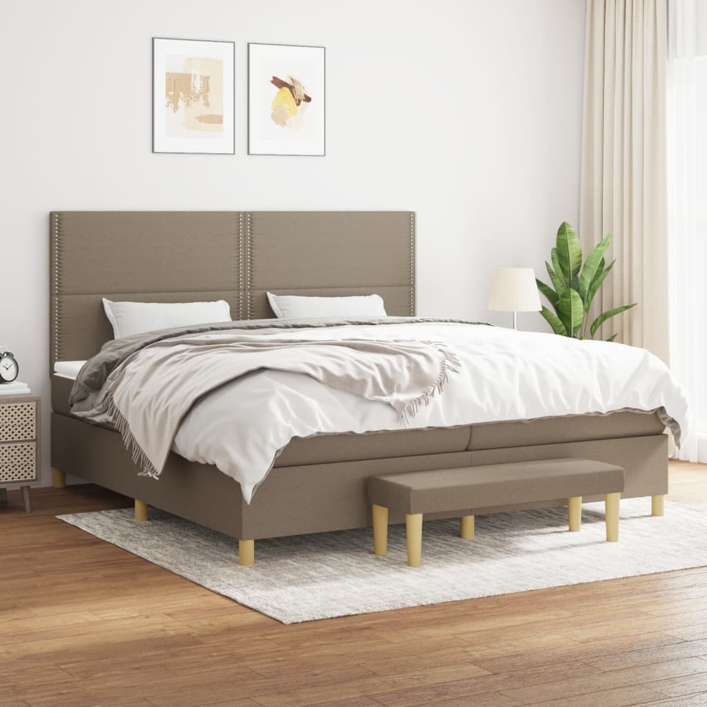 vidaXL Boxspring met matras stof donkerbruin 120x200 cm