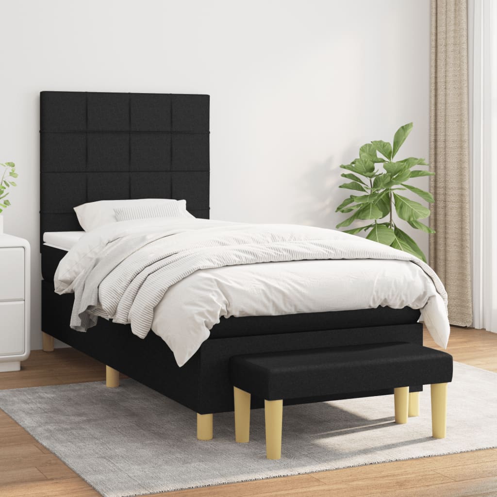vidaXL Boxspring met matras stof donkerbruin 120x200 cm