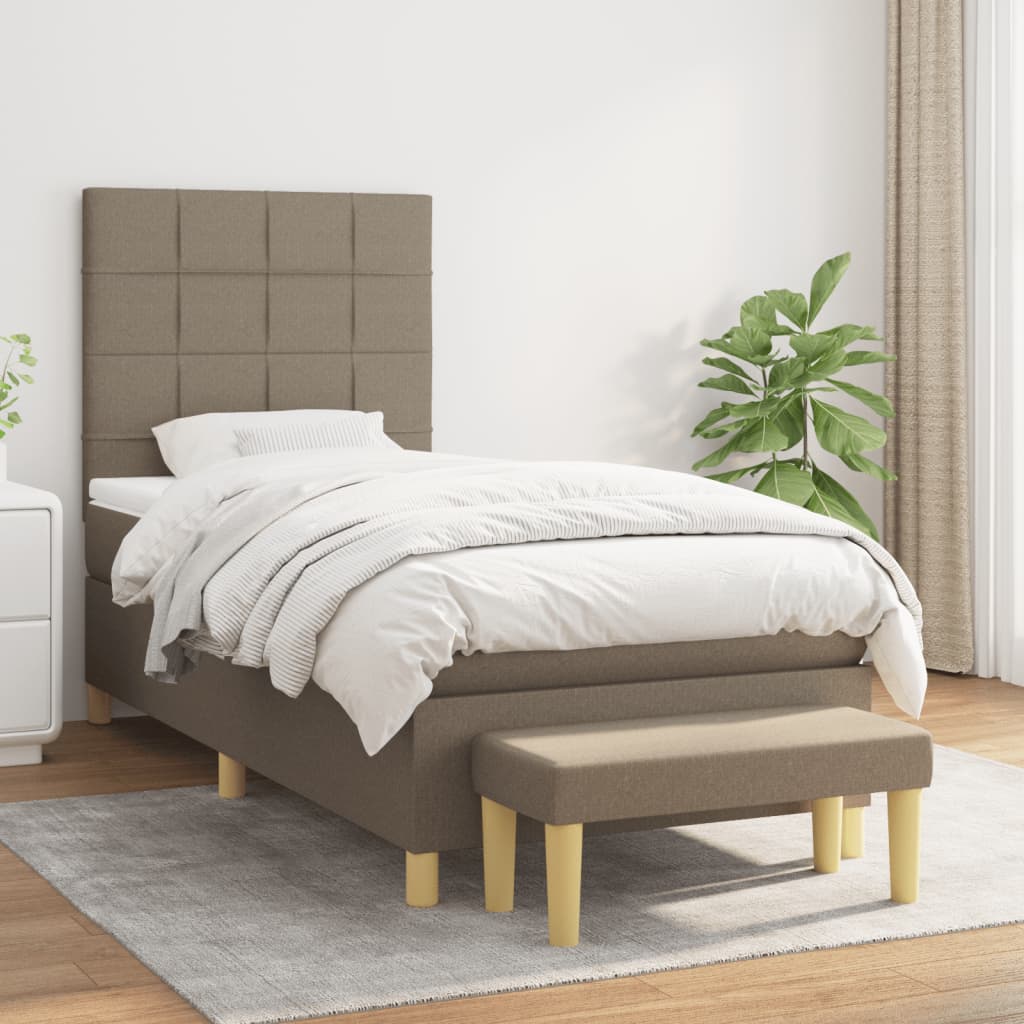 vidaXL Boxspring met matras stof donkerbruin 120x200 cm
