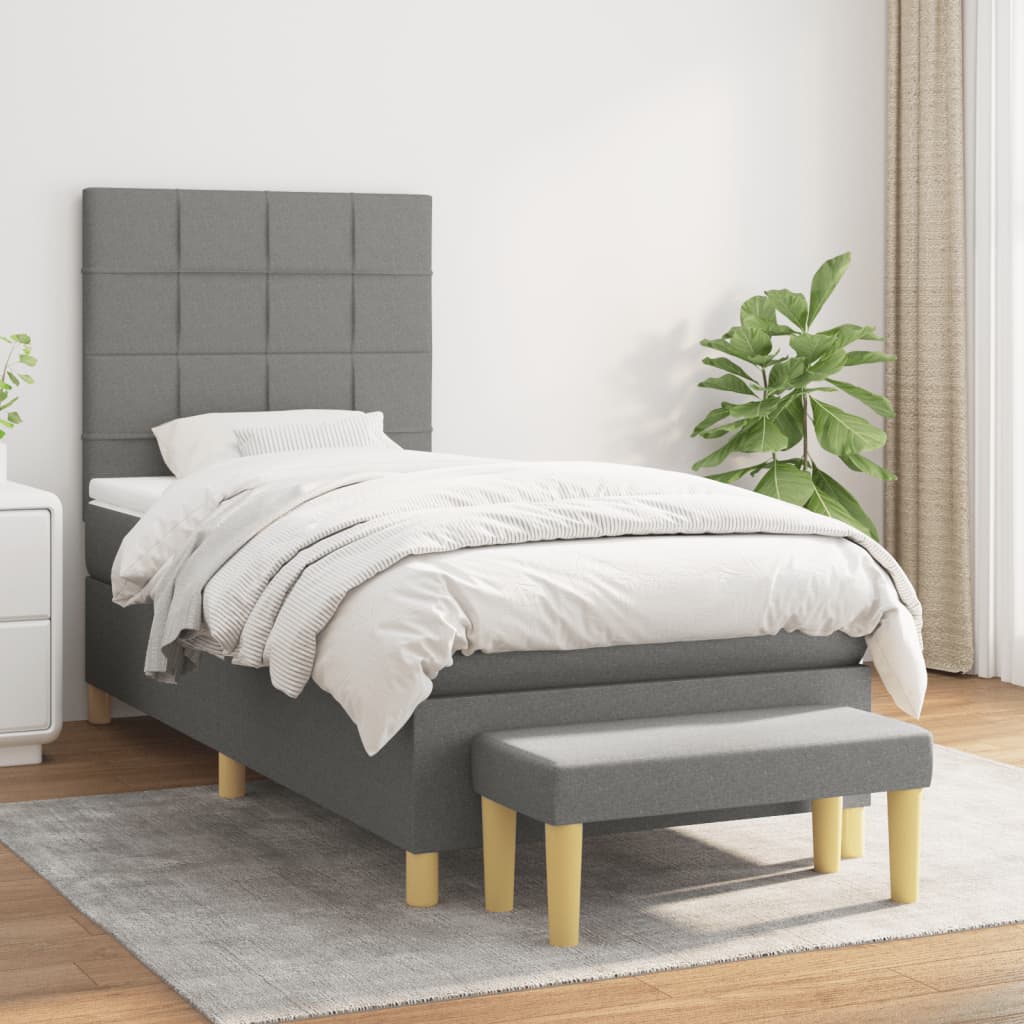 vidaXL Boxspring met matras stof donkerbruin 120x200 cm