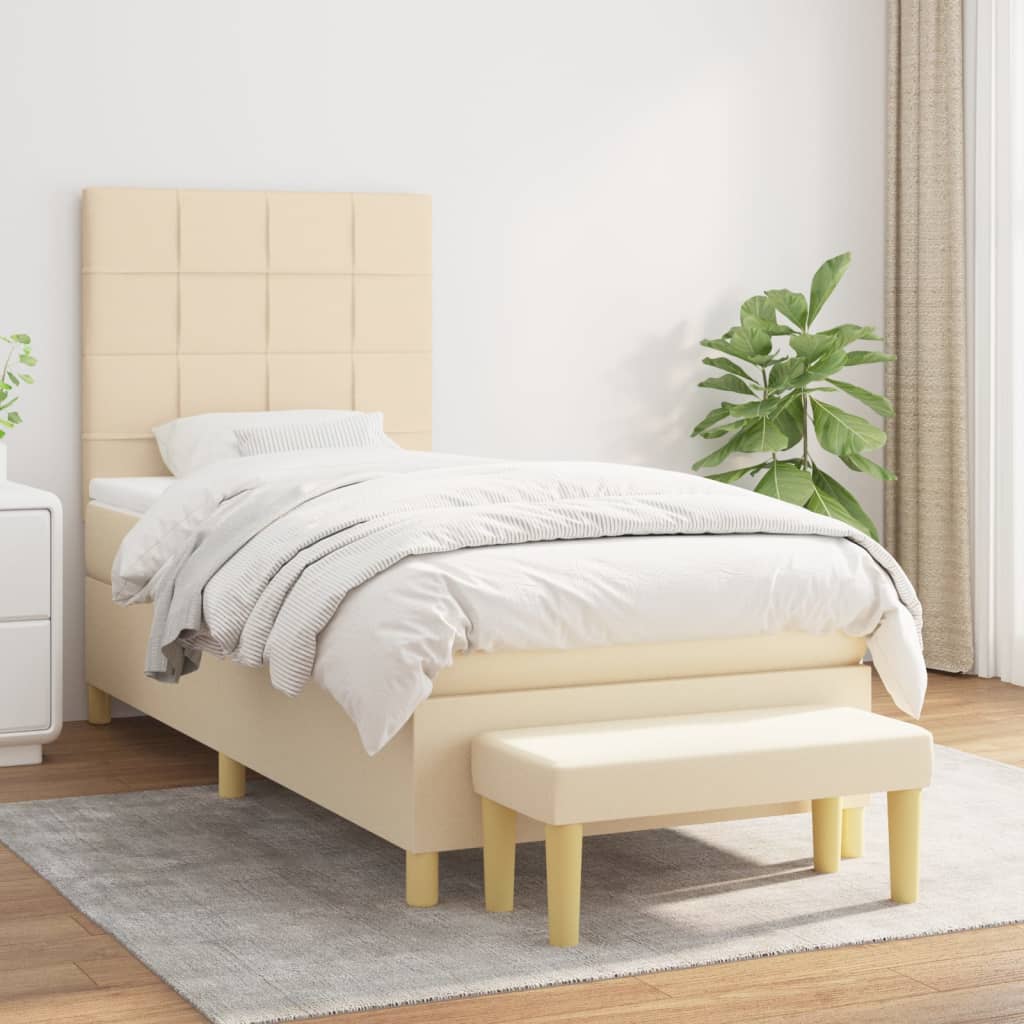 vidaXL Boxspring met matras stof donkerbruin 120x200 cm