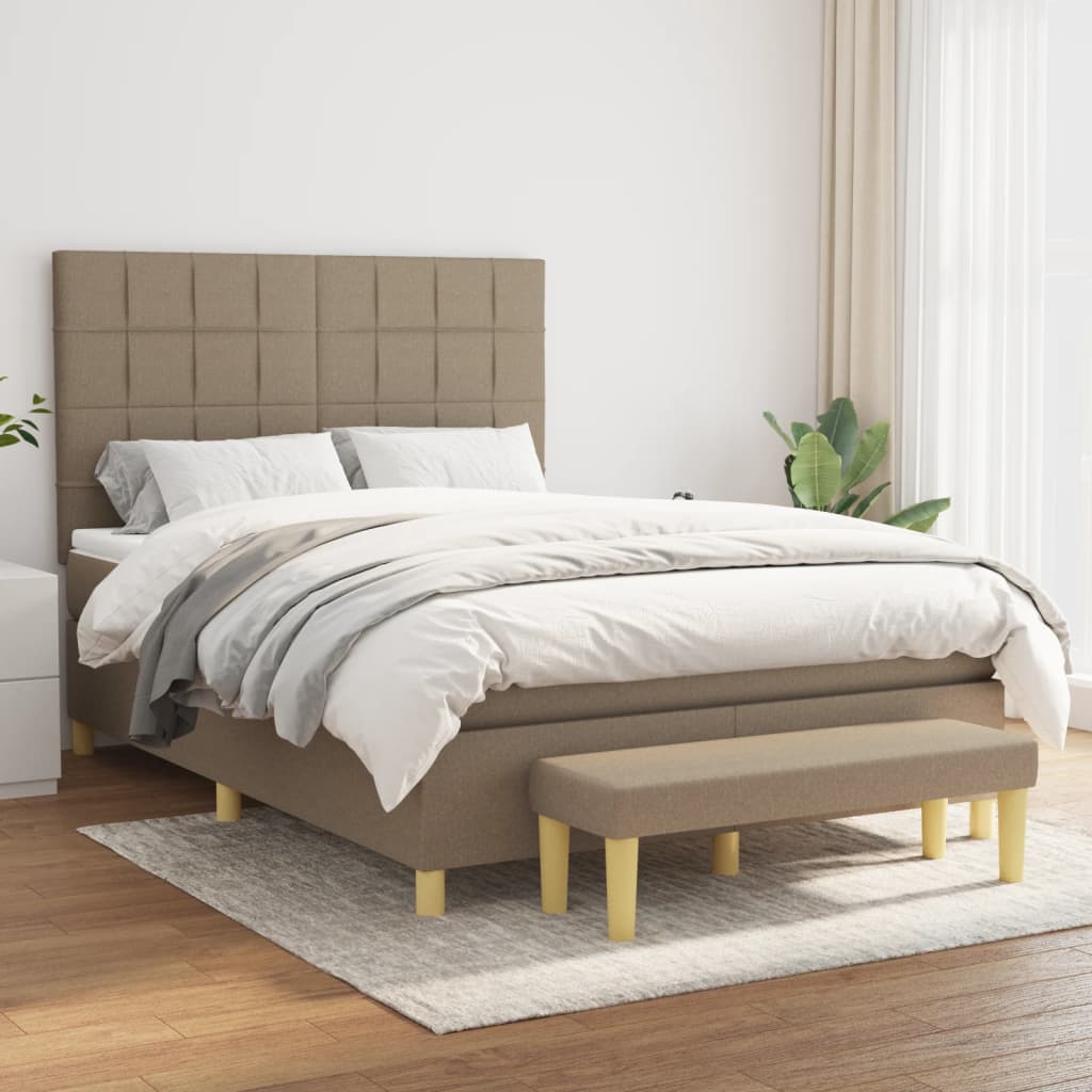 vidaXL Boxspring met matras stof donkerbruin 120x200 cm