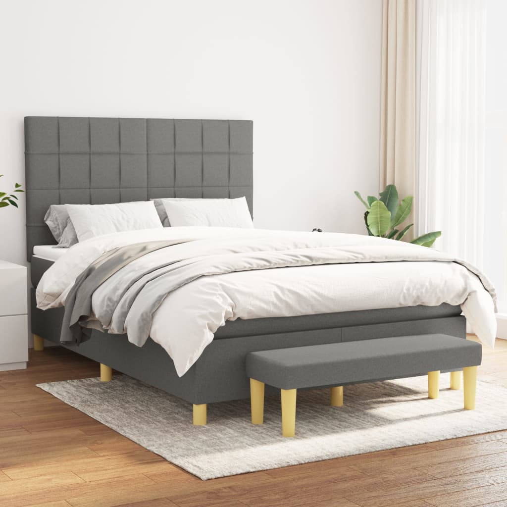 vidaXL Boxspring met matras stof donkerbruin 120x200 cm