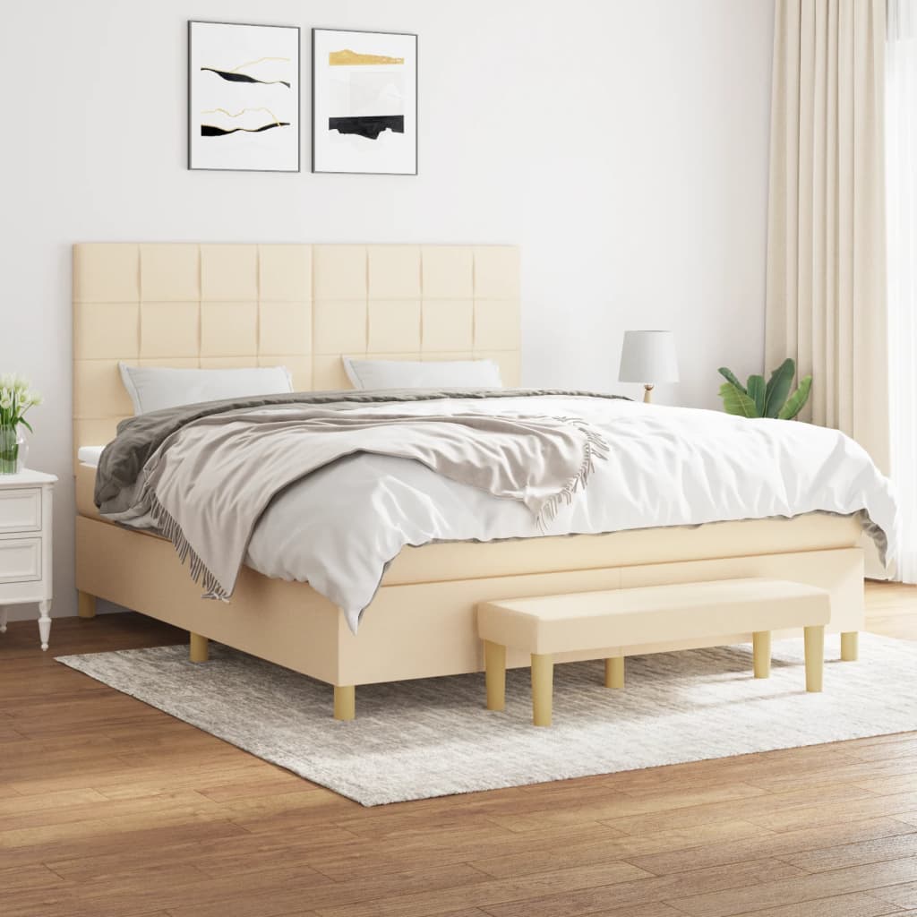 vidaXL Boxspring met matras stof donkerbruin 120x200 cm