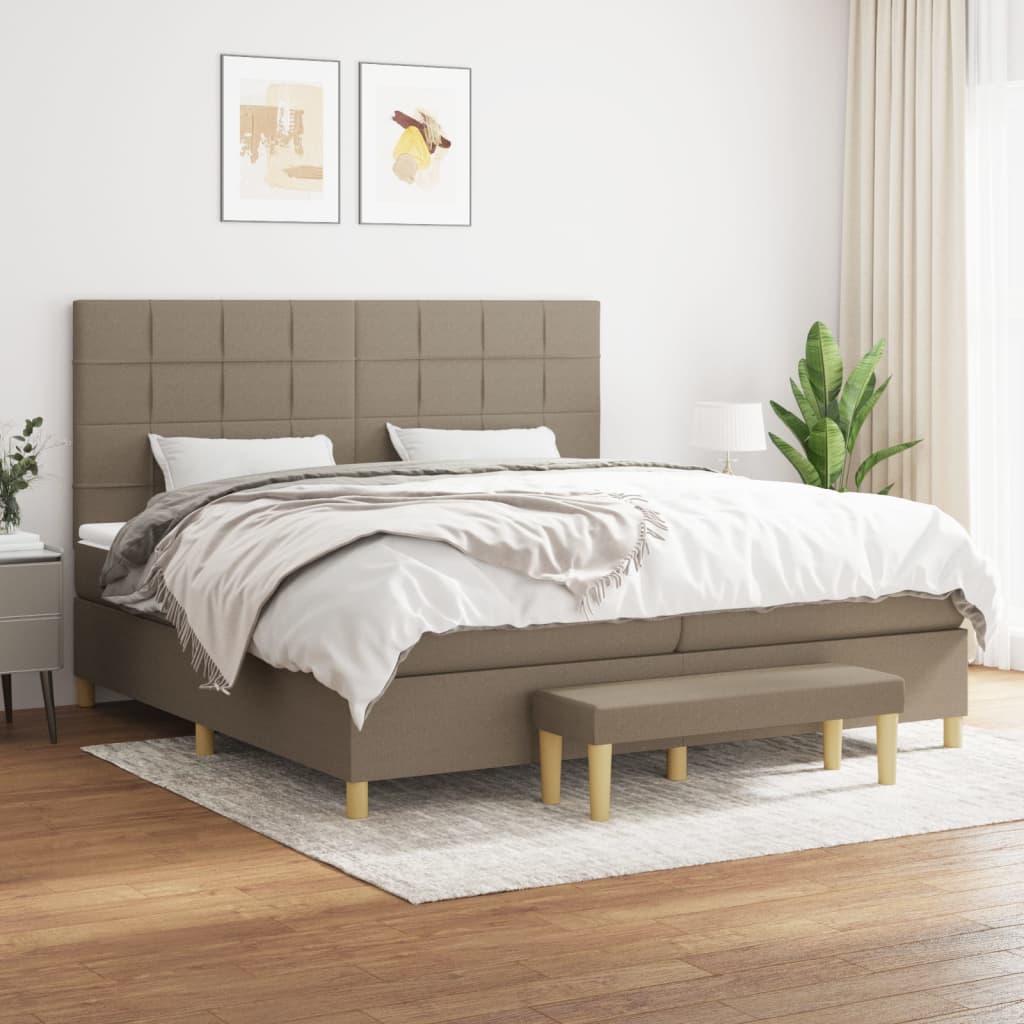 vidaXL Boxspring met matras stof donkerbruin 120x200 cm